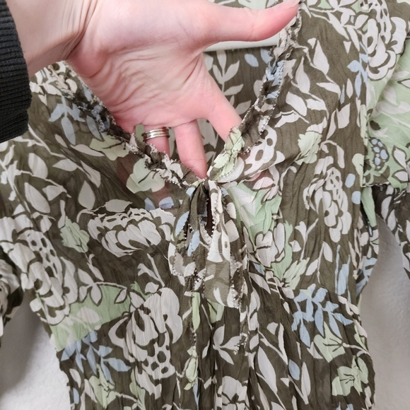 ESPRIT x VINTAGE 90s sheer long sleeve floral top size 6 - Picture 8 of 8